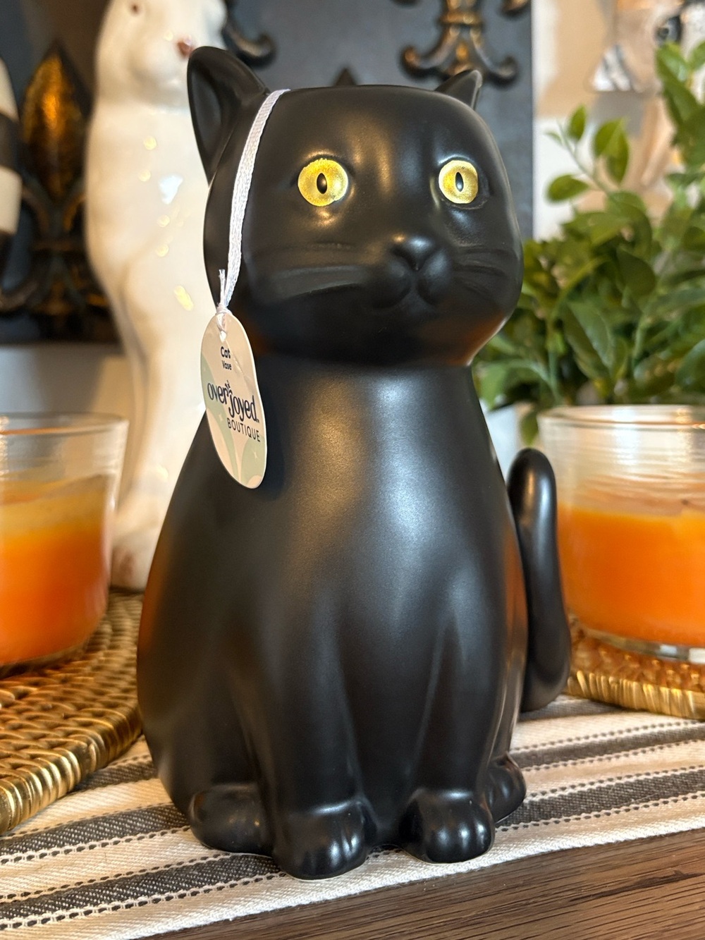 🆕Overjoyed Boutique Black Cat Ceramic Vase